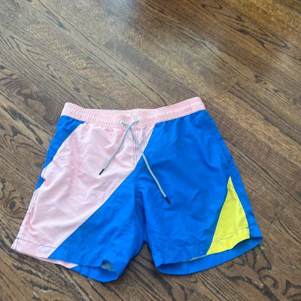 Men Maamgic Pink Blue Yellow Color Black Drawstring Swimming Trunks Small